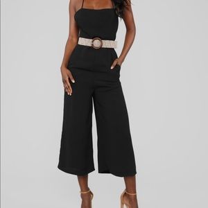 Nice Day Belted Jumpsuit - Black